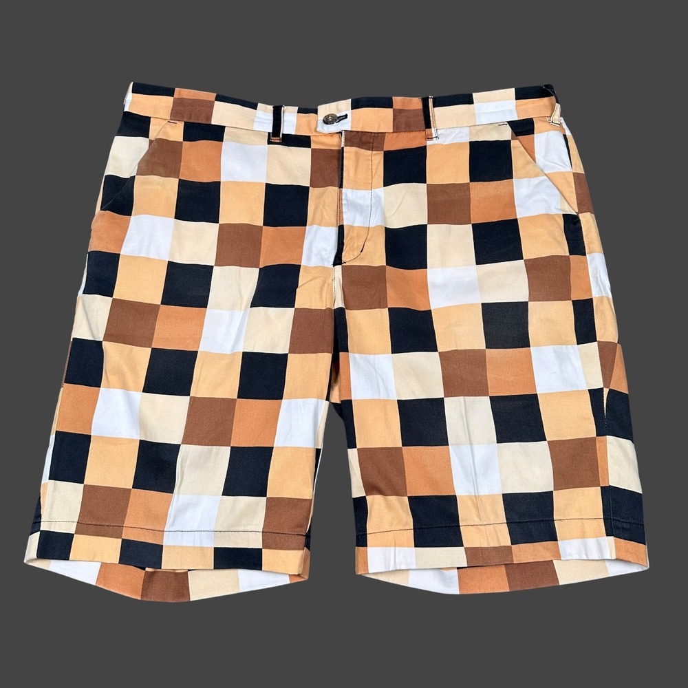 Loudmouth Golf Shorts‎ Men 40 Multicolor Checkered Flat Front Stretch Cotton